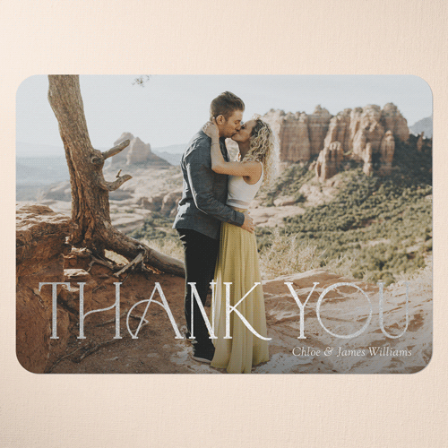 Ornate Gratitude Thank You Card, White, Silver Foil, 5x7 Flat, Matte, Signature Smooth Cardstock, Rounded, White