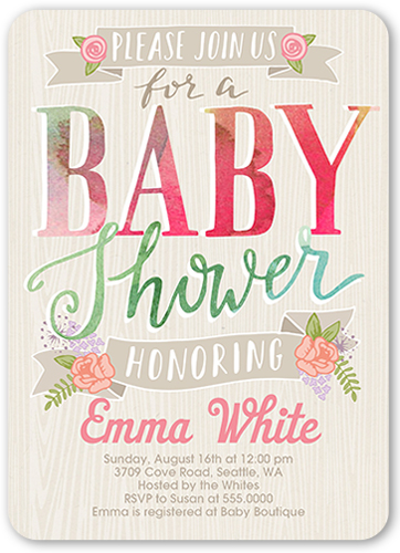 Floral Banner 5x7 Baby Shower Invitations Shutterfly