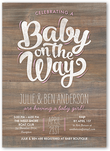 Baby Girl On The Way Baby Shower Invitation, Grey, Luxe Double-Thick Cardstock, Square