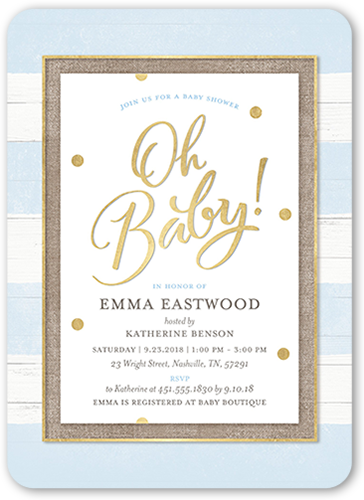 Oh Newborn Boy Baby Shower Invitation, Blue, Standard Smooth Cardstock, Rounded