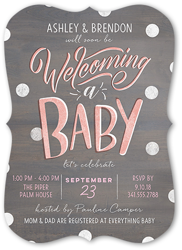 Amazing Type Girl Baby Shower Invitation, Grey, Pearl Shimmer Cardstock, Bracket