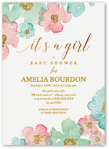 Blooming Floral Arrival Baby Shower Invitation, Beige, White, Matte, Standard Smooth Cardstock, Square