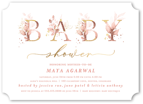 Watercolor Wonder Baby Shower Invitation, Pink, 5x7 Flat, Matte, Signature Smooth Cardstock, Ticket