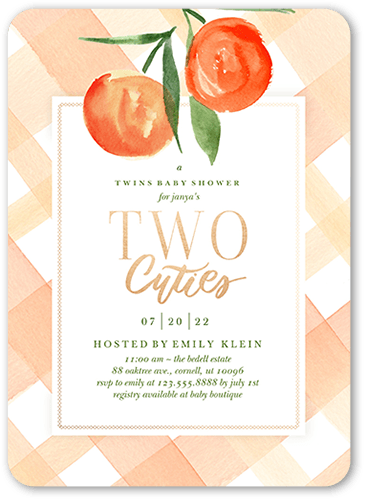 Two Cuties Baby Shower Invitation, Rounded Corners
