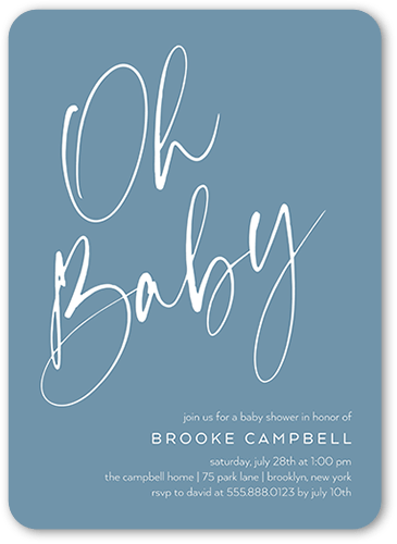 Oh Baby Shower Baby Shower Invitation, Blue, 5x7 Flat, Standard Smooth Cardstock, Rounded, Marine Layer