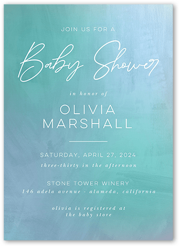 Brilliant Backsplash Baby Shower Invitation, Green, 5x7 Flat, Matte, Signature Smooth Cardstock, Square