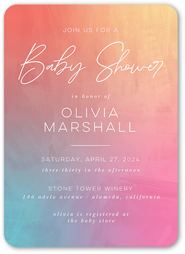 Brilliant Backsplash Baby Shower Invitation, Pink, 5x7 Flat, Standard Smooth Cardstock, Rounded