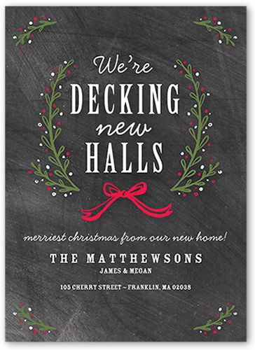 Decking The New Halls Moving Announcement, Gray, 100% Recycled Cardstock , Square, Gray