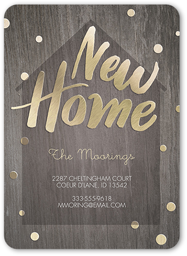 Wooden New Home Moving Announcement, Grey, Standard Smooth Cardstock, Rounded