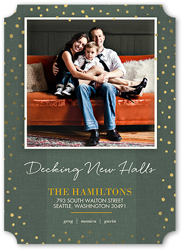 New Halls Moving Announcement, Green, Pearl Shimmer Cardstock, Ticket