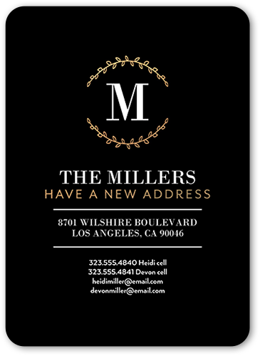 Stately New Home Moving Announcement, Black, Matte, Signature Smooth Cardstock, Rounded, Black