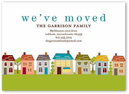 Whimsical Neighborhood Moving Announcement, White, Matte, Signature Smooth Cardstock, Square, White