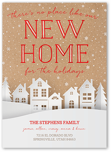 Snowy Suburbs Moving Announcement, Beige, 5x7 Flat, Matte, Signature Smooth Cardstock, Square, Latte