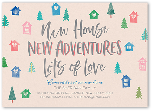 Forest Adventures Moving Announcement, Pink, 5x7 Flat, Luxe Double-Thick Cardstock, Square, Blush