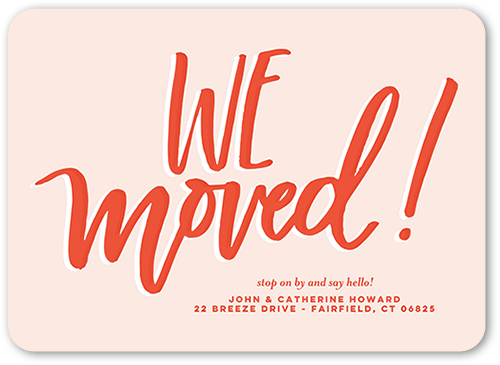 Whimsical Move Moving Announcement, Pink, 5x7 Flat, 100% Recycled Cardstock , Rounded, Blush