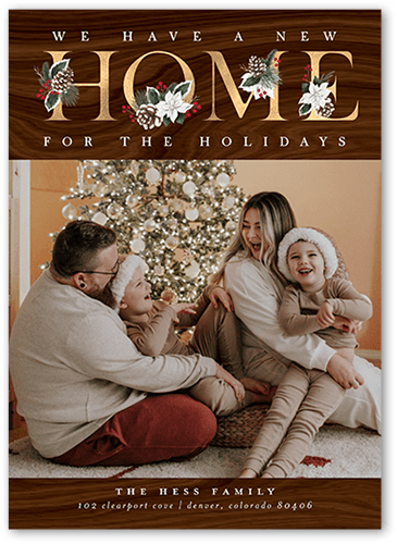 Holly Home Moving Announcement, Brown, 5x7 Flat, Matte, Signature Smooth Cardstock, Square