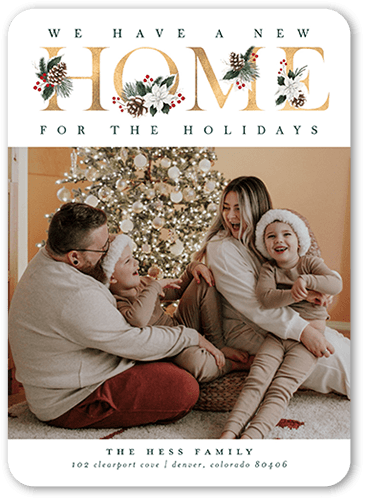 Holly Home Moving Announcement, White, 5x7 Flat, Matte, Signature Smooth Cardstock, Rounded