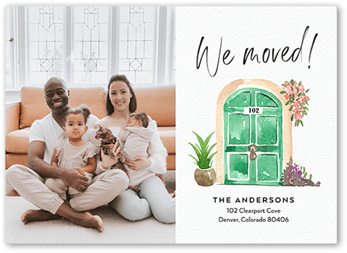 Painterly Passage Moving Announcement, White, 5x7 Flat, Luxe Double-Thick Cardstock, Square, White