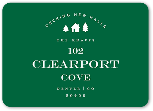 Adorned Address Moving Announcement, Green, 5x7 Flat, Pearl Shimmer Cardstock, Rounded, Pine