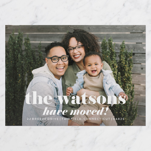 Family Feature Moving Announcement, White, 5x7 Flat, Matte, Signature Smooth Cardstock, Square, White