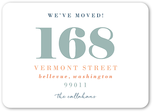 Astounding Address Moving Announcement, White, 5x7 Flat, Write Your Own Greeting, 100% Recycled Cardstock , Rounded, White