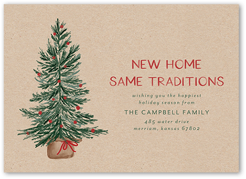 Tranquil Tree Moving Announcement, Beige, 5x7 Flat, Pearl Shimmer Cardstock, Square