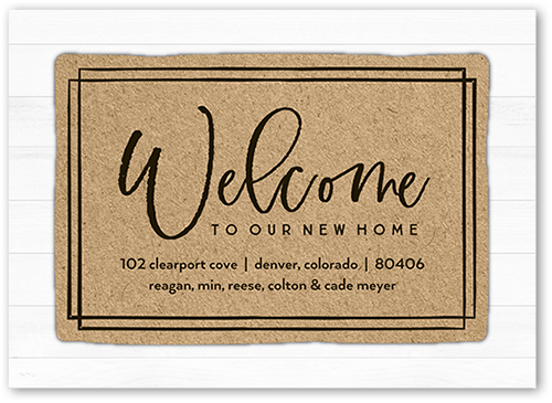 Welcome Mat Moving Announcement, Beige, 5x7 Flat, Matte, Signature Smooth Cardstock, Square