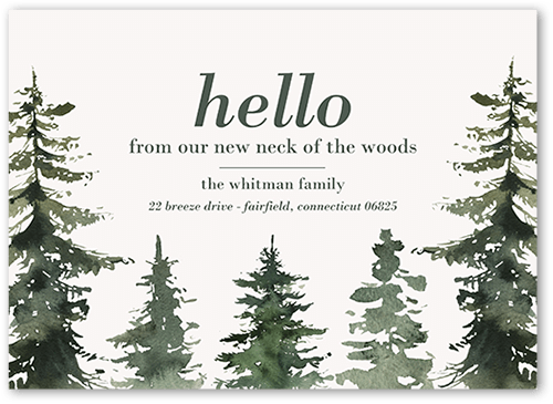 Woodland Wanderlust Moving Announcement, Grey, 5x7 Flat, Pearl Shimmer Cardstock, Square