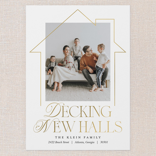 Holiday Move Moving Announcement, White, 5x7 Flat, 100% Recycled Cardstock , Square, White