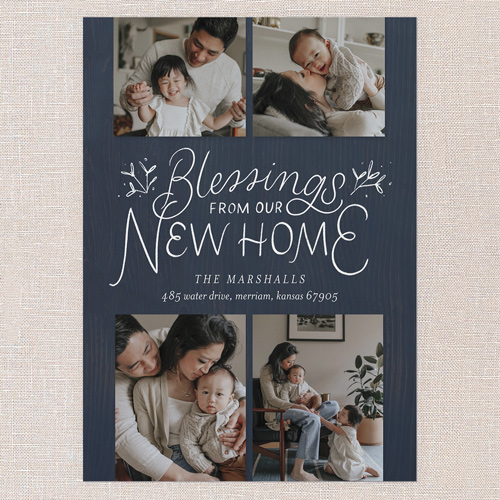 Whimsy Blessings Moving Announcement, Blue, 5x7 Flat, Luxe Double-Thick Cardstock, Square, Slate Blue