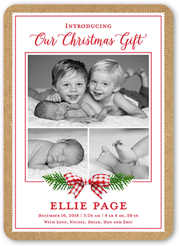 Our Little Gift Birth Announcement, Beige, 100% Recycled Cardstock , Rounded