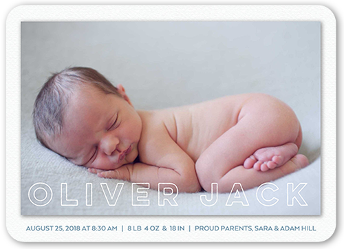 Happy Basic Boy Birth Announcement, Rounded Corners