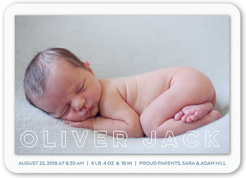 Happy Basic Boy Birth Announcement, White, Matte, Signature Smooth Cardstock, Rounded
