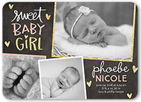 starry frames girl birth announcement 5x7 flat