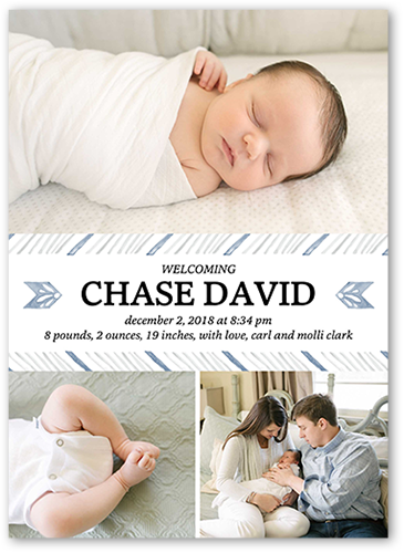 Sweetest Arrival Boy Birth Announcement, White, Standard Smooth Cardstock, Square