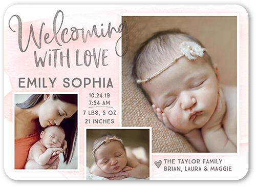 Welcoming Wash Girl Birth Announcement, Rounded Corners