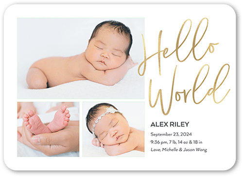 Welcome To The World Birth Announcement, White, 5x7 Flat, Matte, Signature Smooth Cardstock, Rounded