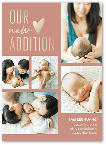 Our New Addition Birth Announcement, Pink, 5x7 Flat, Standard Smooth Cardstock, Square
