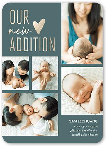 Our New Addition Birth Announcement, Blue, 5x7 Flat, 100% Recycled Cardstock , Rounded