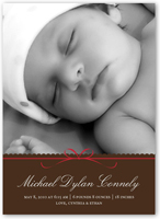 beautifully wrapped cocoa birth announcement 5x7 flat