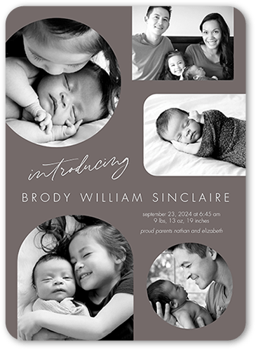 Classic Scrapbook Birth Announcement, Rounded Corners