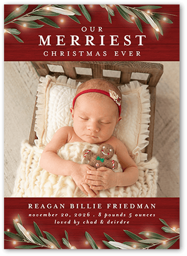 Our New Gift Birth Announcement, Red, 5x7 Flat, Write Your Own Greeting, Matte, Signature Smooth Cardstock, Square