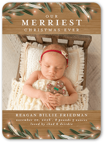 Our New Gift Birth Announcement, Beige, 5x7 Flat, Write Your Own Greeting, Matte, Signature Smooth Cardstock, Rounded