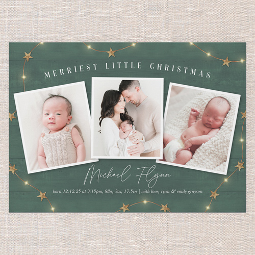 Cozy Arrival Birth Announcement, Green, 5x7 Flat, 100% Recycled Cardstock , Square, Spruce