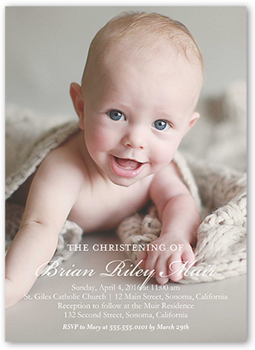 Blissful Moment Baptism Invitation, White, Standard Smooth Cardstock, Square