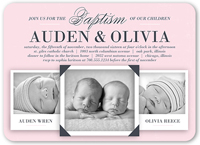 precious twin girls baptism invitation 5x7 flat