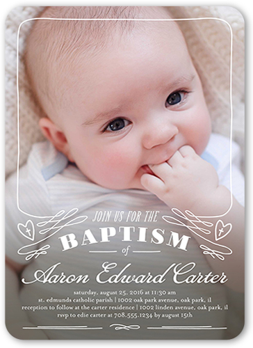Simple And Sweet Baptism Invitation, White, Standard Smooth Cardstock, Rounded