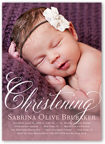 Charming Script Girl Baptism Invitation, Pink, Standard Smooth Cardstock, Square