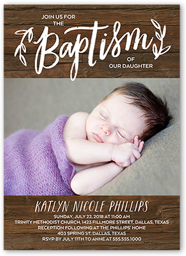 Young Purification Baptism Invitation, Brown, Standard Smooth Cardstock, Square