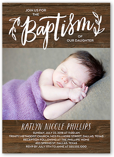 Young Purification Baptism Invitation, Brown, Luxe Double-Thick Cardstock, Square